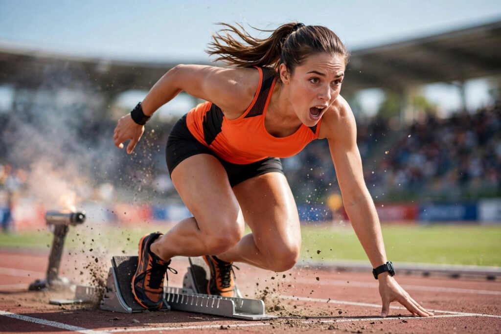 Reaction time test athletes training for sport-specific speed